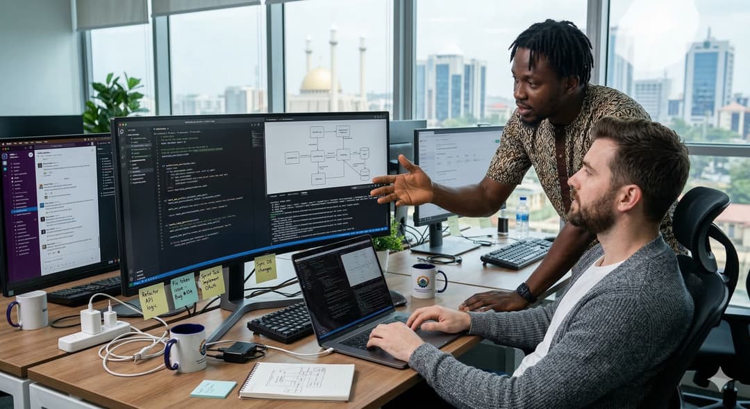 Resourceful Nigerian software engineers in a modern workspace