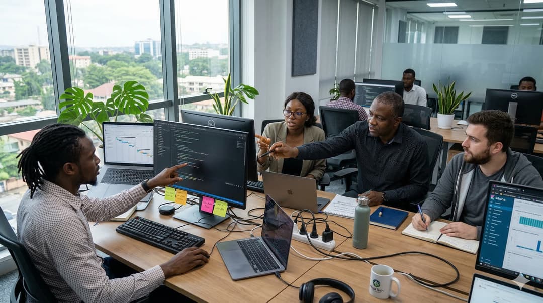 Staff augmentation model — individual Nigerian engineers embedded in Europe/UK/USA development team